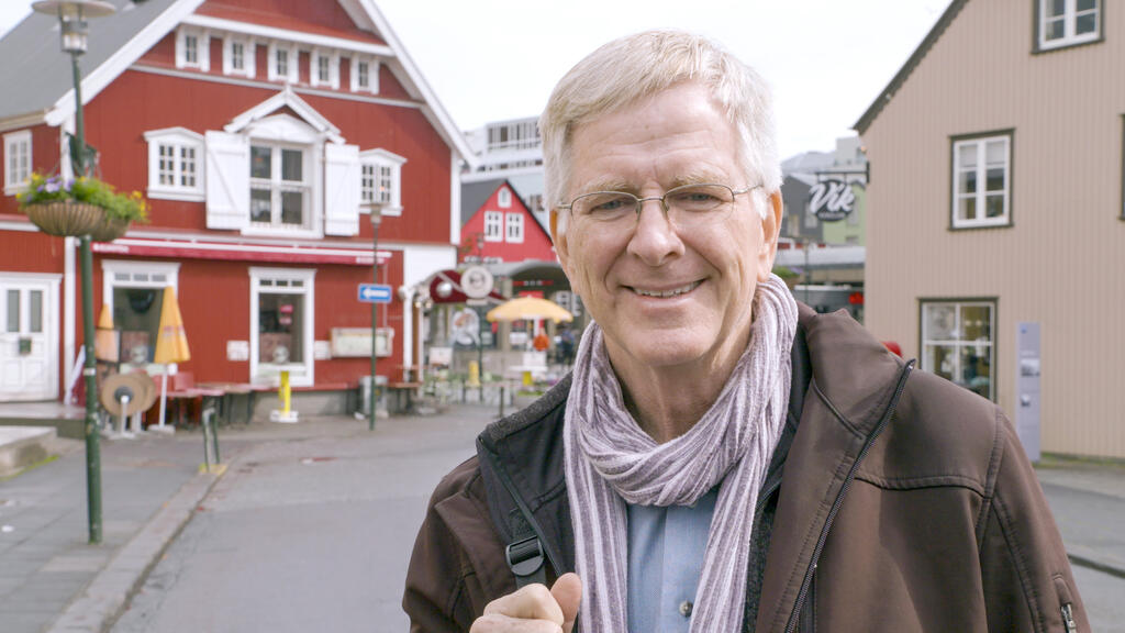 Travel host Rick Steves stands in Reykjavik